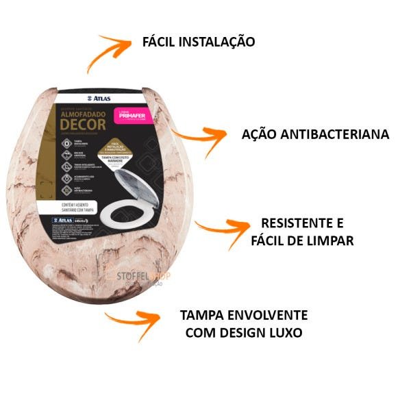 Assento Sanitário Almof Decor Plast Bege Atlas - 2