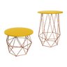Kit Mesa Lateral + Mesa Centro Eiffel Bronze Tampo Amarelo - 3