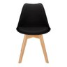 Kit com 4 Cadeira Leda Preta - Charles Eames Wood com Almofada - 4