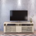 Ver imagem 2 de Rack Bancada com Aparador Frizz Cross Calacata Off White - Madetec