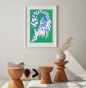 Ver imagem 1 de Quadro Abstrato Gato Verde - 60x48cm:madeira Preta
