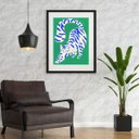 Ver imagem 2 de Quadro Abstrato Gato Verde - 60x48cm:madeira Preta