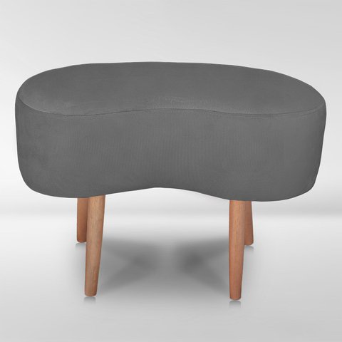 Puff Orgânico Curvo Decorativo Feijão Sala Luxo Tecido Suede:cinza Chumbo