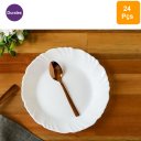 Ver imagem 4 de Jogo De Pratos Raso Vidro Branco Kit 24 Peças Duralex Opaline Pétala