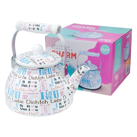 Chaleira Esmaltada 2.5 Litros Charm 2,5 Lts S/ Apito C/ Indução Love