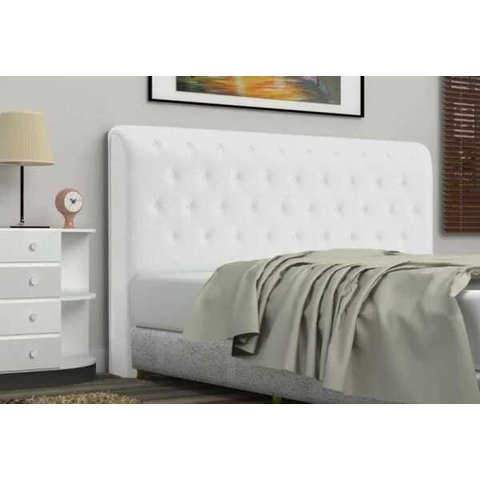 Cabeceira Casal Brenda 140 CM Suede Branco - D A Decor