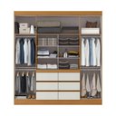 Ver imagem 2 de Guarda-roupa Casal Medina 4 Portas 6 Gavetas com Espelho Cinamomo/off White - Mx Móveis