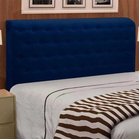 Cabeceira Casal Brenda 140 CM Courino Azul Marinho - D A Decor