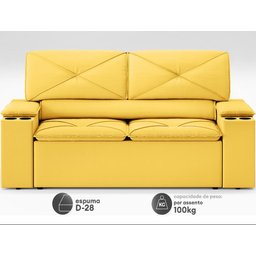 Sofá com Porta Copos Retrátil e Reclinável Pop 1,54m Velosuede Canario - Netsofas - 4