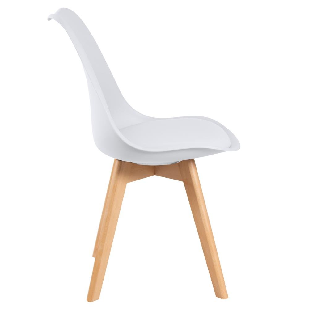 KIT - Mesa de jantar redonda branco 120 cm + 4 cadeiras estofadas Leda Branco - 4