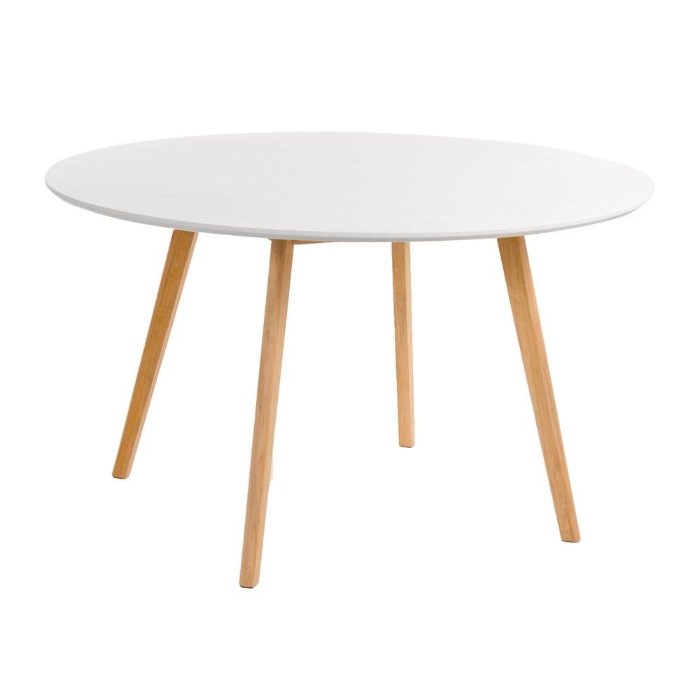 KIT - Mesa de jantar redonda branco 120 cm + 4 cadeiras estofadas Leda Branco - 2