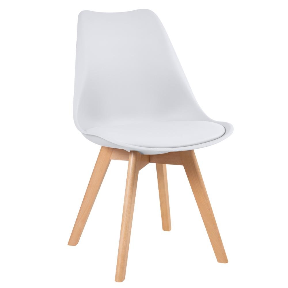 KIT - Mesa de jantar redonda branco 120 cm + 4 cadeiras estofadas Leda Branco - 3