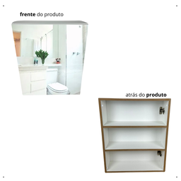 Armário de Banheiro Aéreo Compacto com Espelho 1 Porta 60x60x15cm - 5