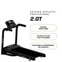 Ver imagem 2 de Esteira Ergométrica Athletic Profissional 2.0t 16km/h 130kg Suportados Lona Ampla 26 Programas Motor