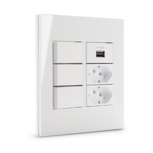 Conj 4x4 6 Postos - Int Simples + Usb 2a + Tom 10a Infiniti Cor:branco