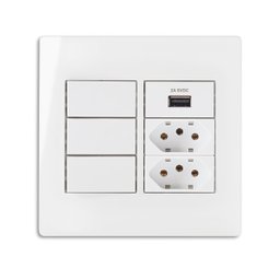 Conj 4x4 6 Postos - Int Simples + Usb 2a + Tom 10a Infiniti Cor:branco - 2