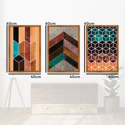 Quadros Decorativo Premium 40x60 Chevron Marrom 3 Un Arte na Arte 115-RM2 - 3