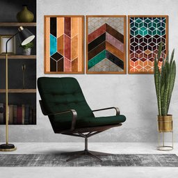 Quadros Decorativo Premium 40x60 Chevron Marrom 3 Un Arte na Arte 115-RM2 - 4
