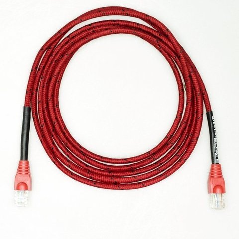 Cabo de Rede Cat5e Revestido Tecido Vermelho/preto Copperlan 15 Metros