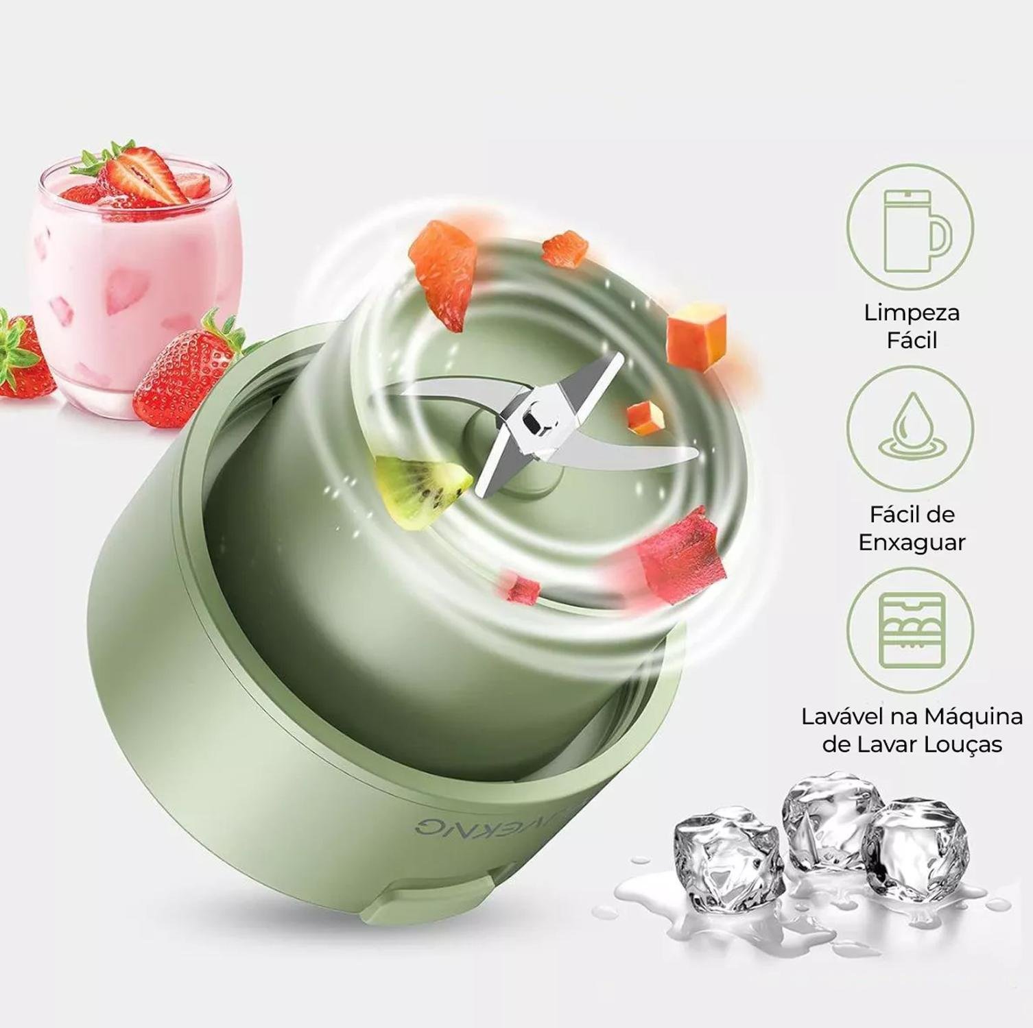 Mini Liquidificador Copo Mixer Elétrico Batedor Shake Frutas - 5