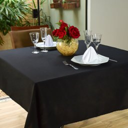 Toalha De Mesa Preta 6 Lugares Retangular Tecido Oxford - 1