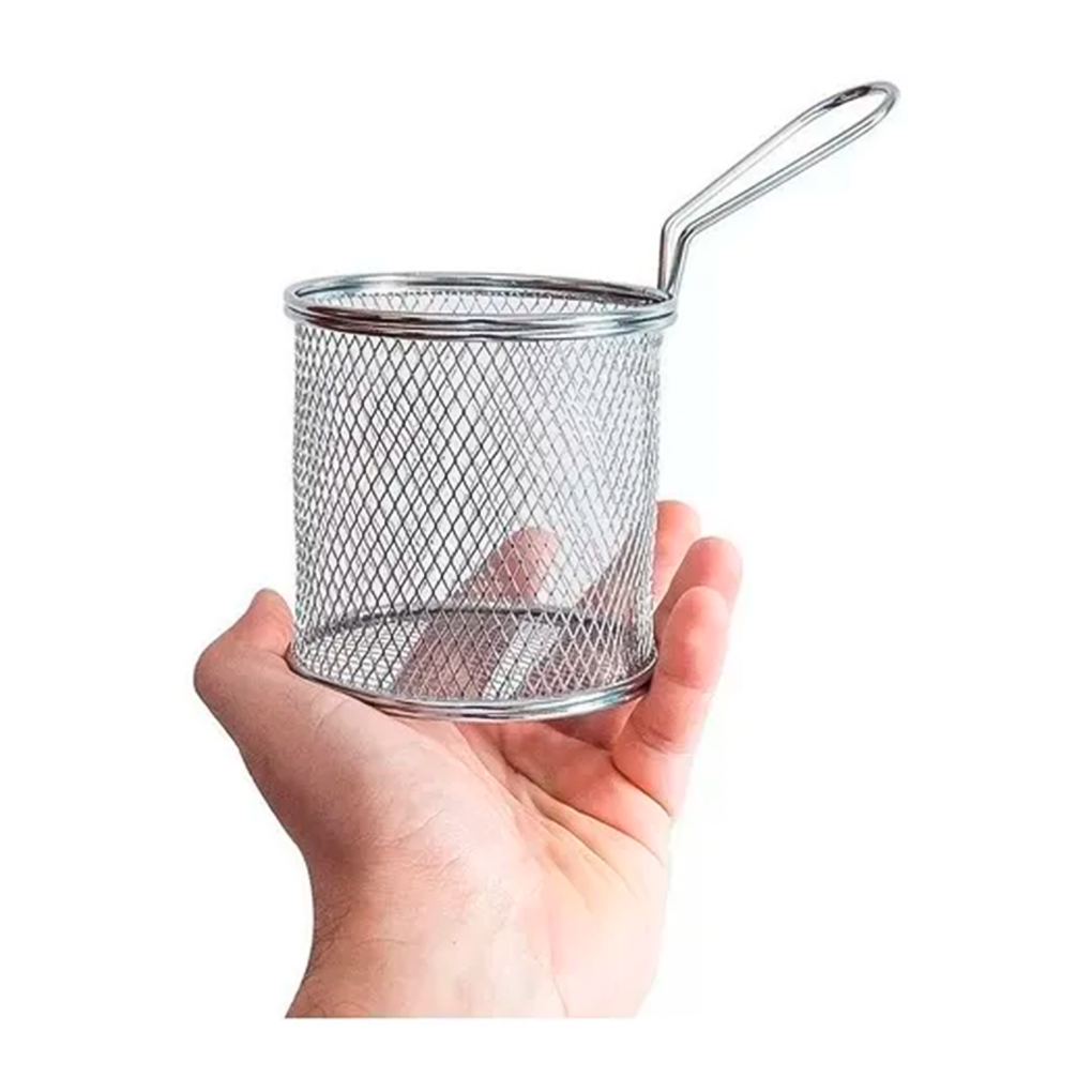 Jogo 3 Mini Cestas Inox Para Servir Fritas Fritura Porções Frango - 3