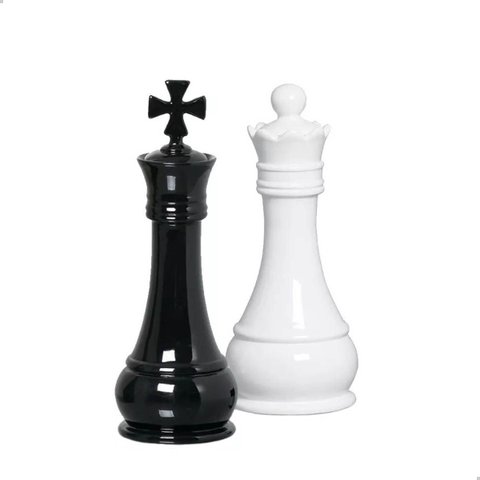 Peças Decorativas de Cerâmica Rei e Rainha Clássica Decoração Sala e Escritório