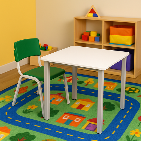 Conjunto Mesa e Cadeira Infantil Verde para Estudo e Atividades