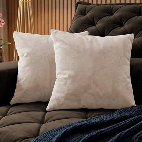 Almofadas Kit Plumie de 45x45cm 2 Uni Boucle Bege Claro Cama Inbox