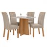Mesa de Jantar 4 Lugares Celebrare Apogeu com Vidro Amêndoa Clean/off White/linho Rinzai Bege - Móve - 2