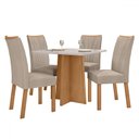 Ver imagem 2 de Mesa de Jantar 4 Lugares Celebrare Apogeu com Vidro Amêndoa Clean/off White/linho Rinzai Bege - Móve