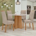 Ver imagem 1 de Mesa de Jantar 4 Lugares Celebrare Apogeu com Vidro Amêndoa Clean/off White/linho Rinzai Bege - Móve
