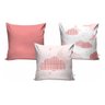 Kit Cortina + 3 Capas Almofadas Infantil Nuvem Rosa Mod 04 - 2