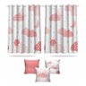 Kit Cortina + 3 Capas Almofadas Infantil Nuvem Rosa Mod 04 - 1