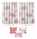 Ver imagem 1 de Kit Cortina + 3 Capas Almofadas Infantil Nuvem Rosa Mod 04