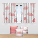 Ver imagem 5 de Kit Cortina + 3 Capas Almofadas Infantil Nuvem Rosa Mod 04