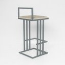 Ver imagem 3 de Banqueta Alta Tower Industrial Base Prata Suede Bege