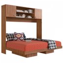 Ver imagem 3 de Cama de Casal Horizontal Articulável 2 Portas com Armário Aéreo Nogal - Panorama Móveis