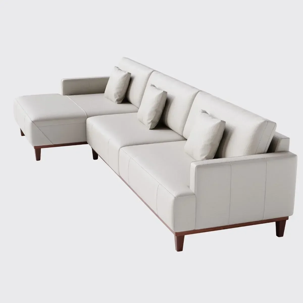 Ver imagem 5 de Sofá 5 Lugares Doha Living Fixo com Chaise 3,35m X 1,45m em Couro:bege