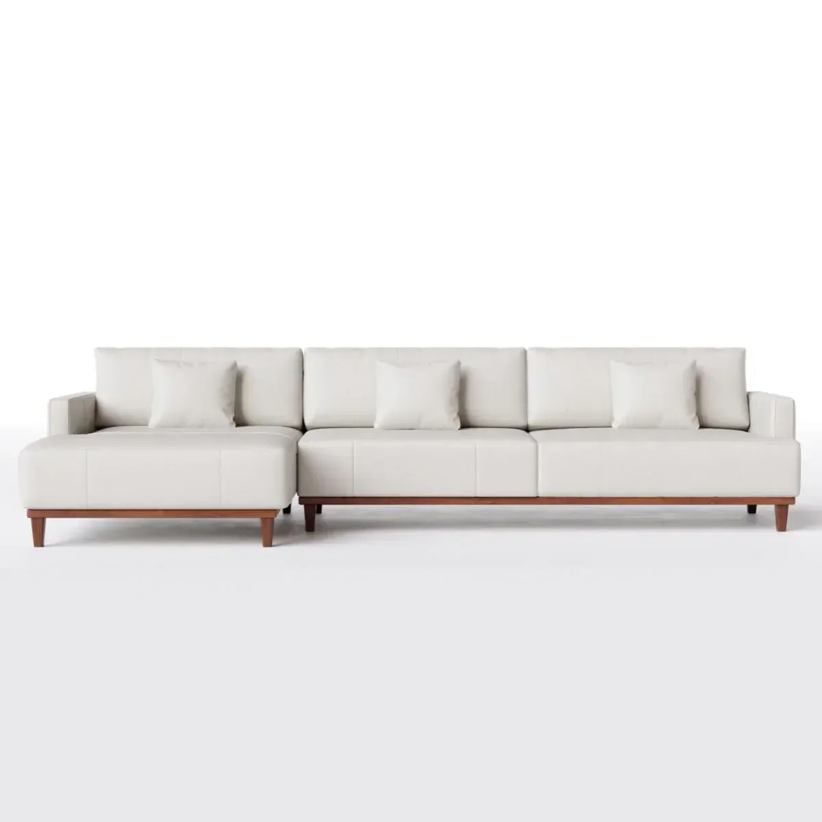 Ver imagem 6 de Sofá 5 Lugares Doha Living Fixo com Chaise 3,35m X 1,45m em Couro:bege