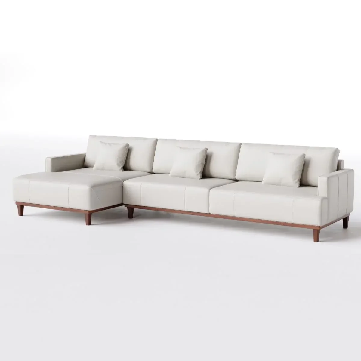 Ver imagem 1 de Sofá 5 Lugares Doha Living Fixo com Chaise 3,35m X 1,45m em Couro:bege