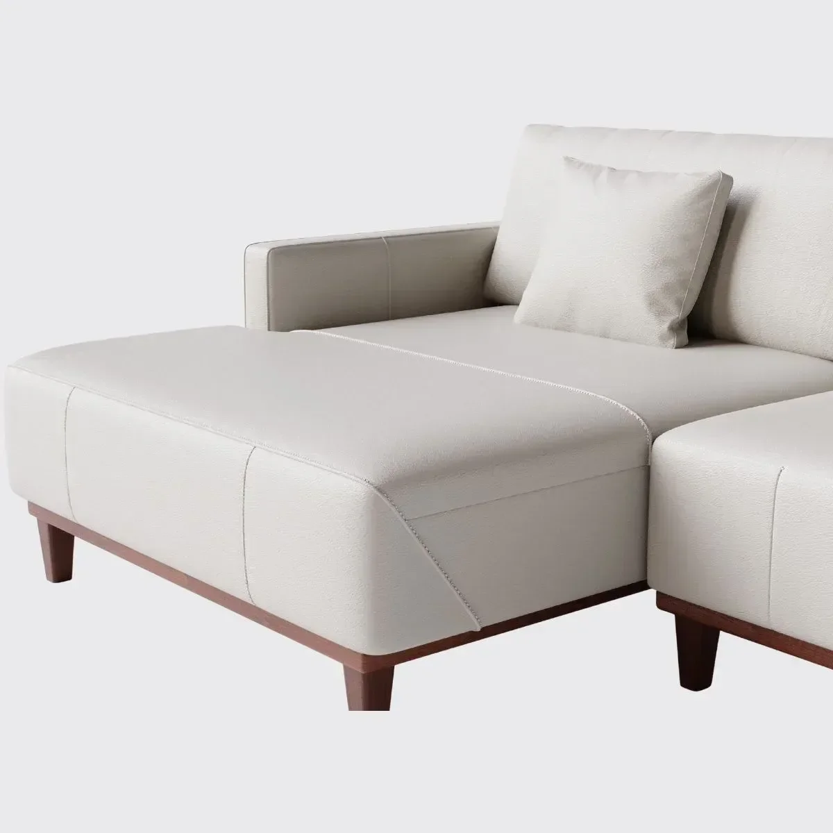 Ver imagem 3 de Sofá 5 Lugares Doha Living Fixo com Chaise 3,35m X 1,45m em Couro:bege