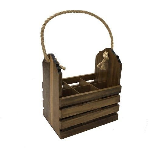 ENGRADADO DE VIAGEM FEITO DE MADEIRA LISA COM ALÇA DE CORDA DE SISAL - 2