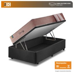 Cama Box Baú Solteiro King Preto + Colchão Molas Ensacadas Visco Gel Charlotte 96x203x78cm - 2