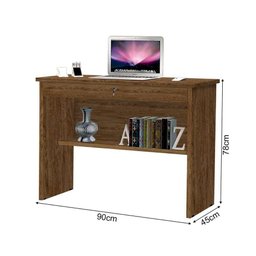 Mesa Computador Escrivaninha 1 Gaveta com Chave Orquídea Office 90 Cm - Imbuia - 3