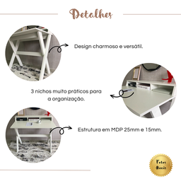 Mesa Escrivaninha para Escritório Itália:branco - 4