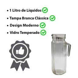 12 Jarras Suco de Vidro com Tampa Suco Água Cha Geladeira 1L - 4