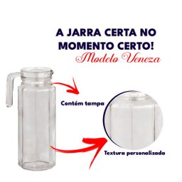 Jogo 6 Jarras de vidro com tampa veneza 1l suco cha cozinha - 2