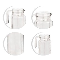 Jogo 6 Jarras de vidro com tampa veneza 1l suco cha cozinha - 3