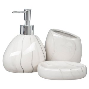 Kit Banheiro Lavabo Conjunto Sabonete Líquido Escova / 475 Pgb Kit Banheiro 3 Peças Atelier